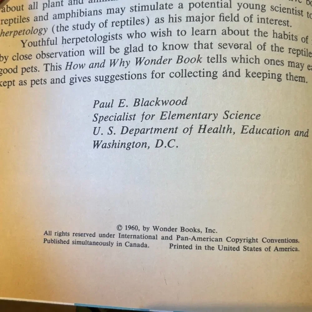 VTG 1st Ed. 1960 How and Why Wonder Book of Reptiles & Amphibians, 5008, PB